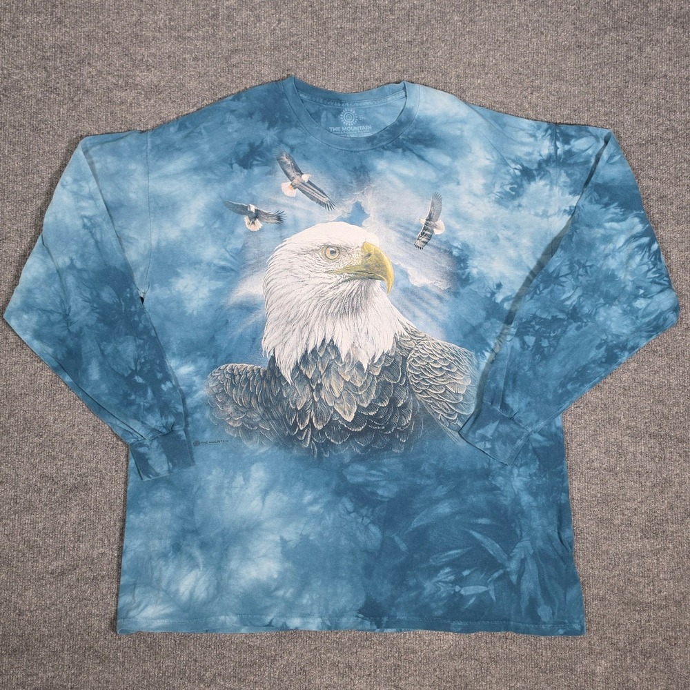 The‎ Mountain Bald Eagle Tie Dye Long Sleeve T-Shirt Blue Mens 2XL Heavyweight